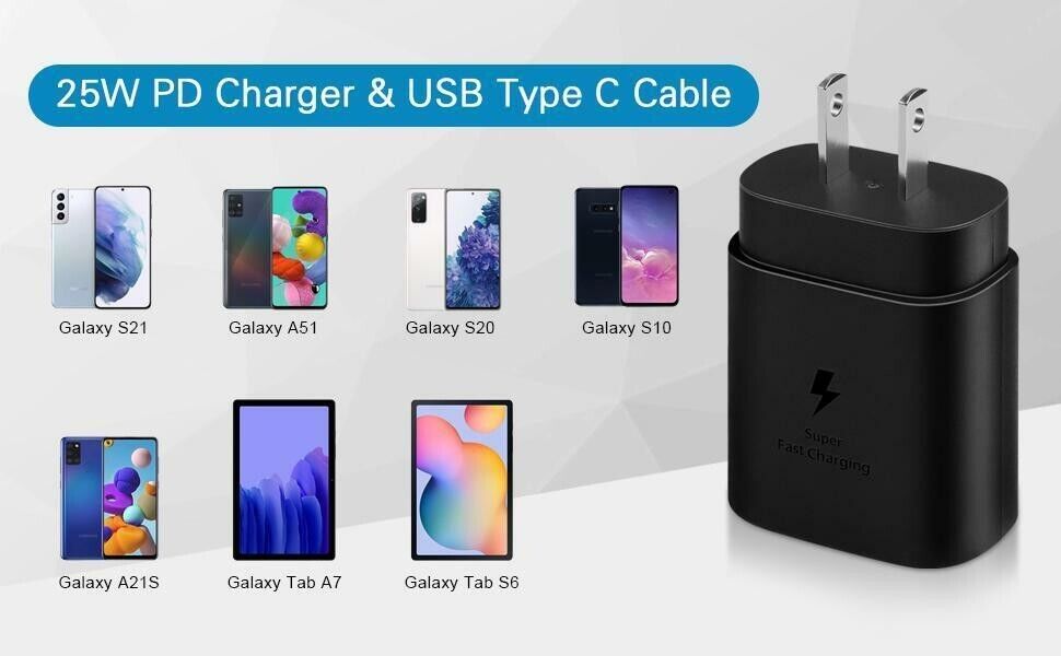 2 units 25w Type USB-C Super Fast Charger + 6FT Cable For all iPhone 15 series