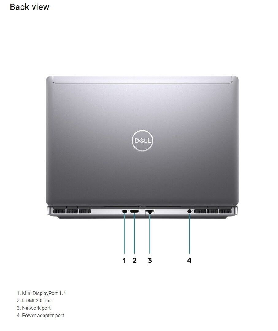 Dell 15" Laptop Xeon W-10855M 2.80 GHz 32GB Ram 500GB SSD Nvidia GPU Win11 Pro