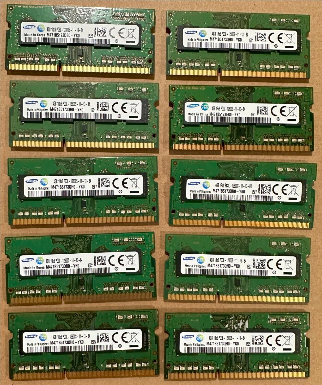10 LOT - 4GB PC3-12800S DDR3-1600MHz MEMORY RAM for LAPTOPS ~ SAMSUNG
