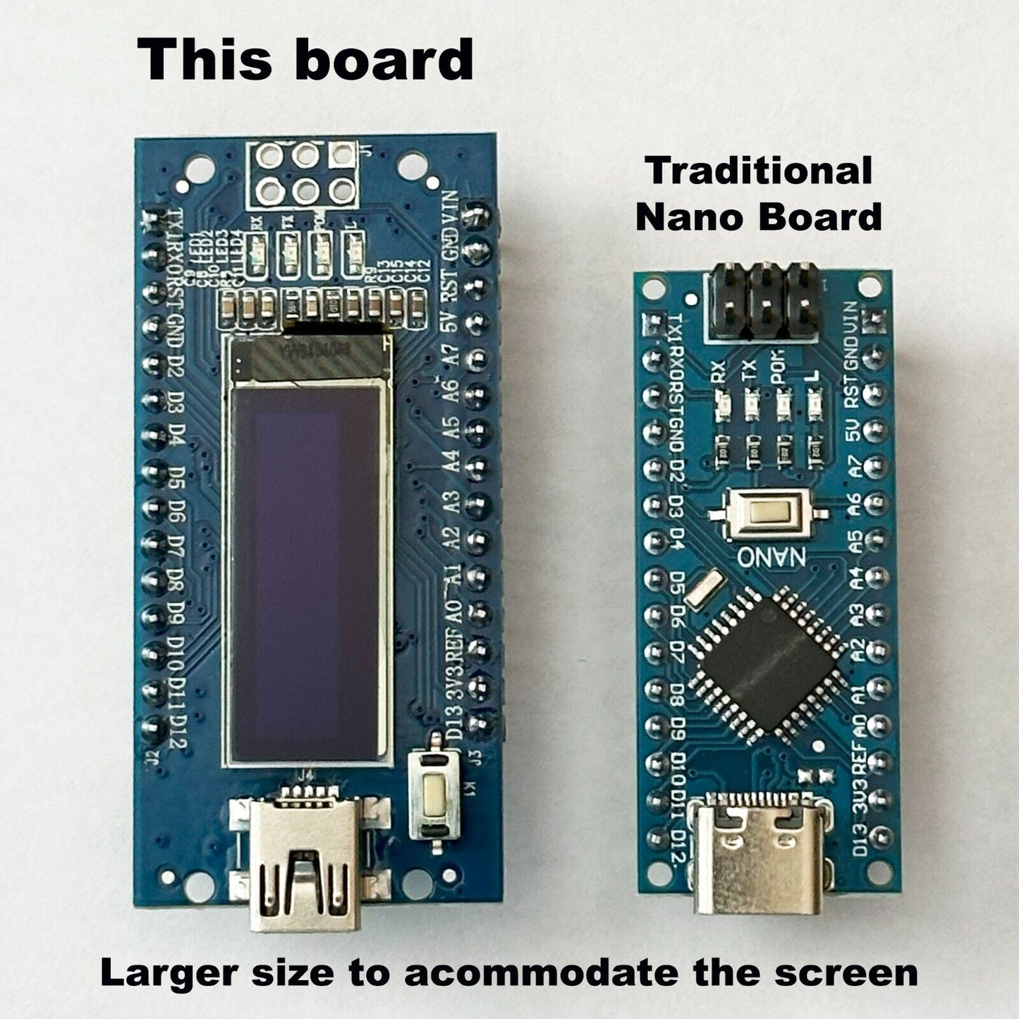 Nano V3 Board ATmega328P CH340 Controller with 0.91'' OLED Display for Arduino