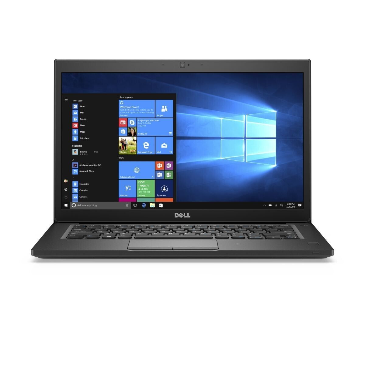 Dell 14" laptop 7th Gen Intel 2.6GHz 16GB RAM 256GB SSD WebCam W10Pro Bluetooth