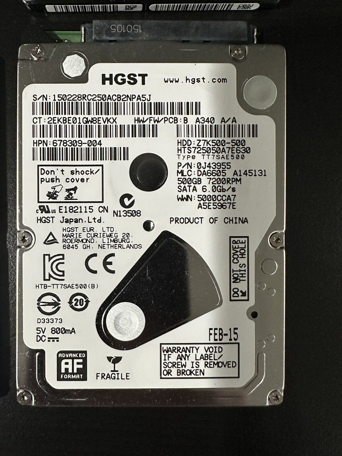 Lot of 10, 500GB 7200rpm SATA 2.5" SLIM Notebook Laptop Hard Drives HD - Tested