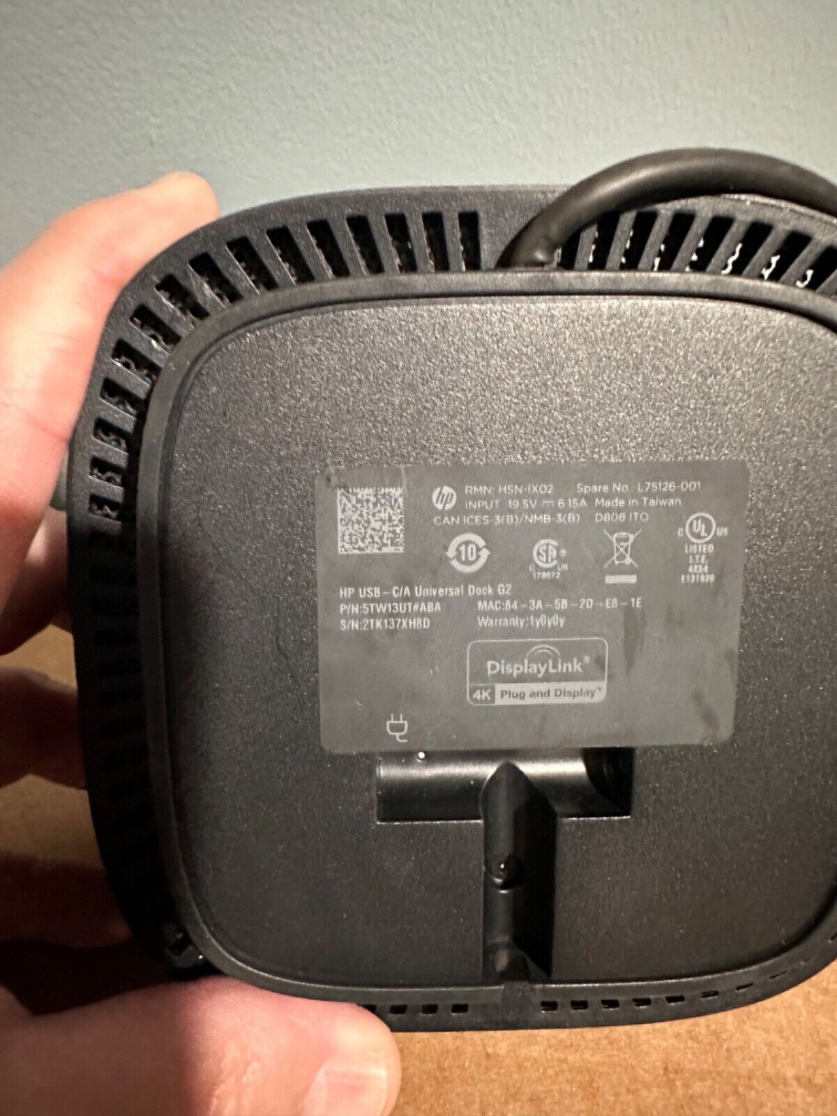 HP USB-C/A 120W Universal Dock Station ( 5TW13UT#ABA) with Power Adapter