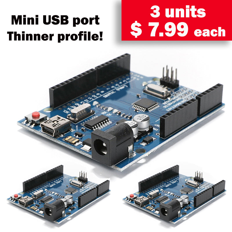 **3 units!** ATmega328P CH340 Mini-USB Board compatible with Arduino UNO IDE