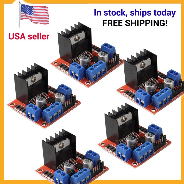 5-Pack, DC Stepper Motor Driver Module L298N Dual H Bridge Control Board