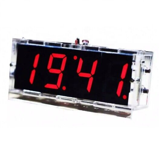 4-LED Digital Electronic Clock DIY Time Date Temperature Speaker Light Control