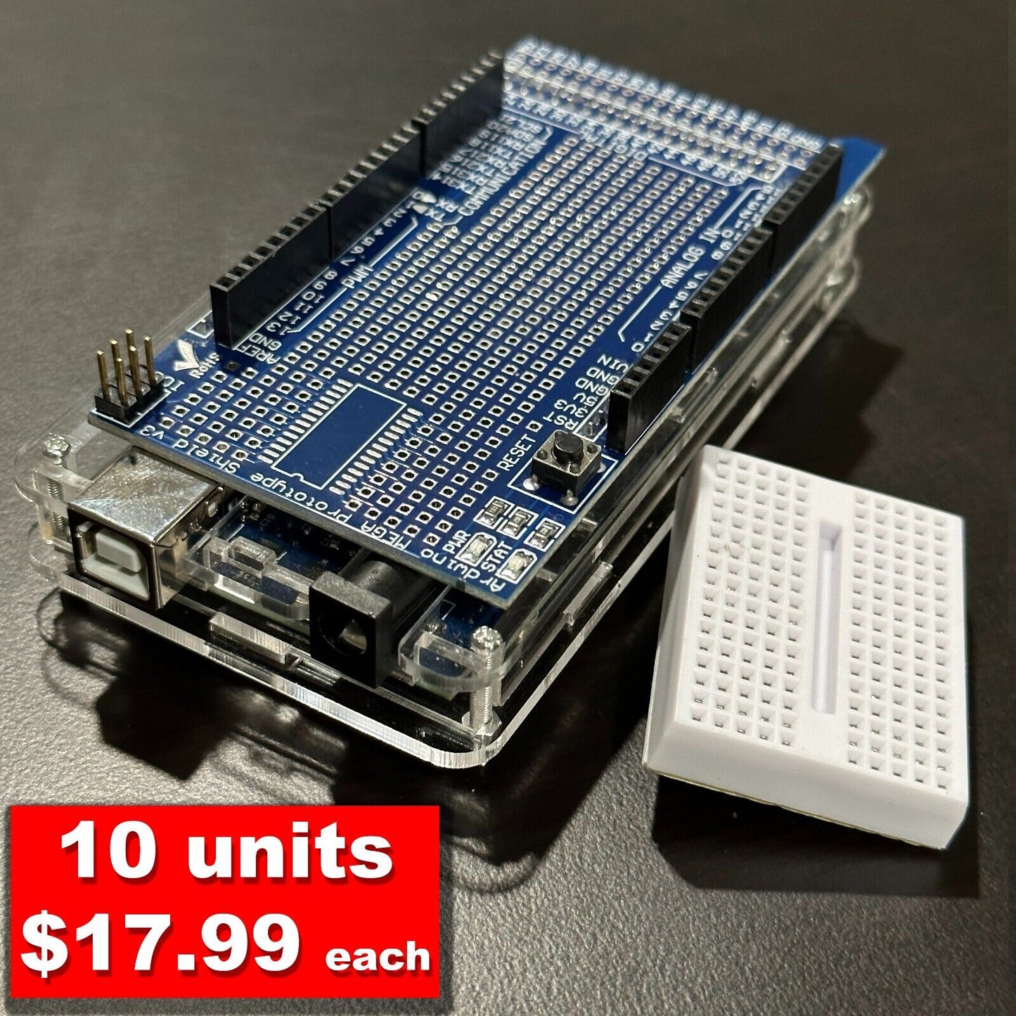 CH340 ATmega 2560 R3 Board Compatible with Arduino MEGA 2560 IDE + Case + Shield