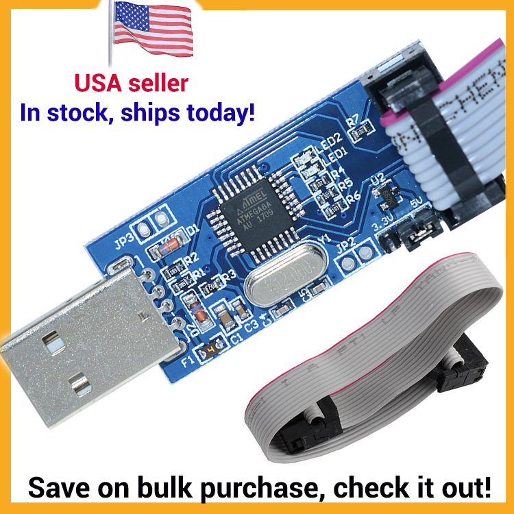 USBASP USBISP AVR Programmer 10 Pin Cable USB ATMEGA8 ATMEGA128 for Arduino