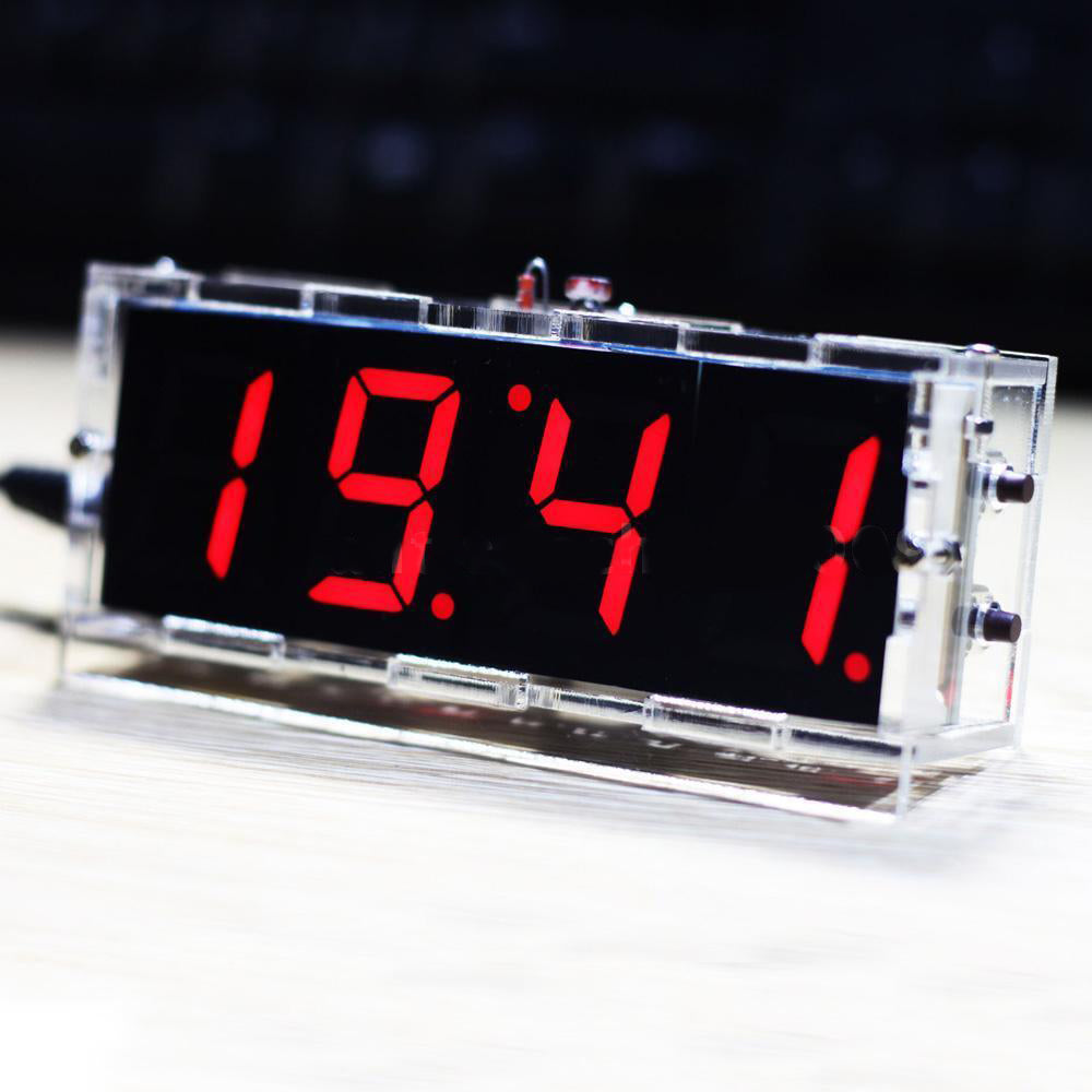 DIY Kit - LED Electronic Microcontroller Digital Clock Time, Date, Thermometer with Speaker Great project for electronic beginners - easy to assemble