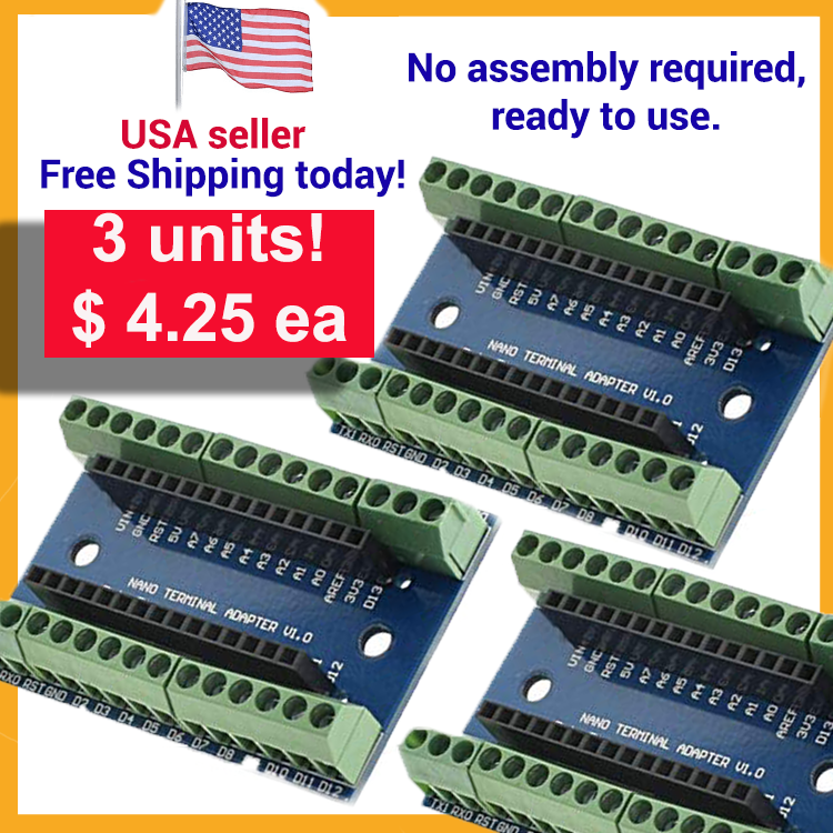**3 units!** Screw Terminal Shield Breakout Expansion Board for Arduino Nano R3