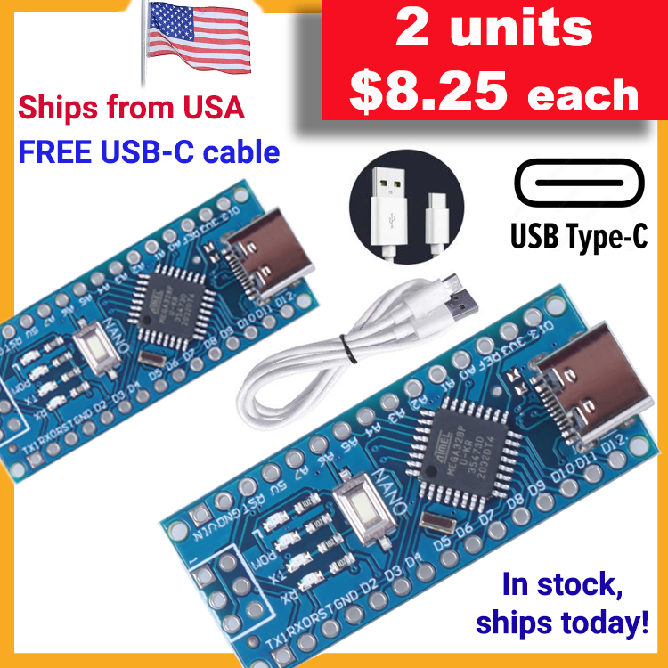 **NEW!** USB-C V3.0 ATMEGA328P CH340 Board COMPATIBLE WITH ARDUINO NANO IDE