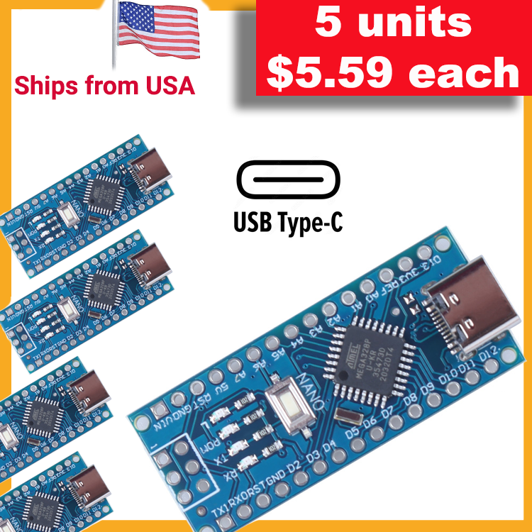 **NEW!** USB-C V3.0 ATMEGA328P CH340 Board COMPATIBLE WITH ARDUINO NANO IDE