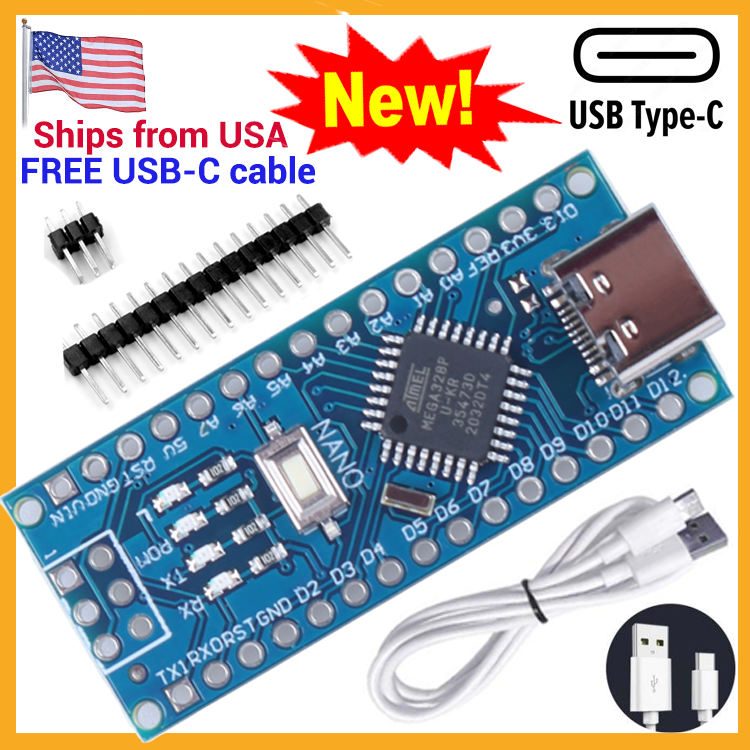 **NEW!** USB-C V3.0 ATMEGA328P CH340 Board COMPATIBLE WITH ARDUINO NANO IDE