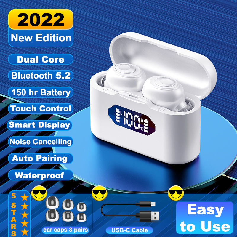 Bluetooth Wireless Earbuds for Phones Tablets Computer Earphone Waterproof Sport