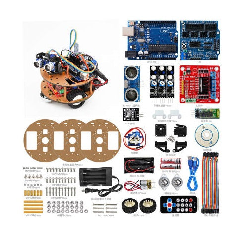 Smart Car for Arduino, Complete set, with all sensors, wireless, remote control and case included!