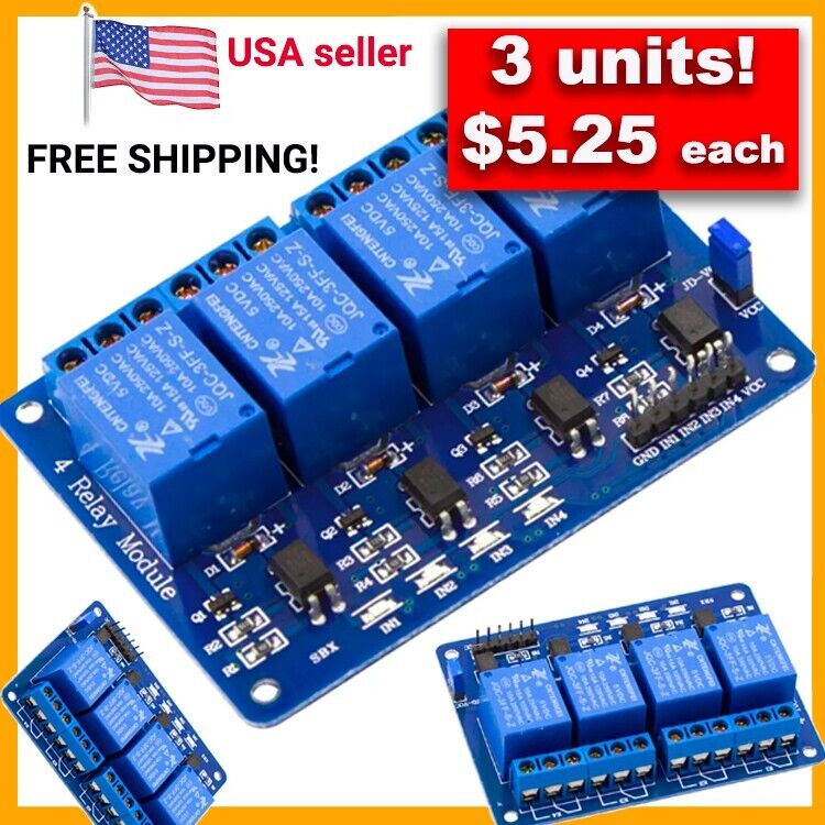 4 Channel 5V Relay Module 250V 10A Relays for Arduino, Automation & Io ...