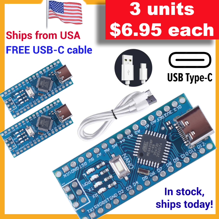 3 units! - V3.0 ATMEGA328P CH340 16Mhz *USB-C * Compatible with Arduin ...