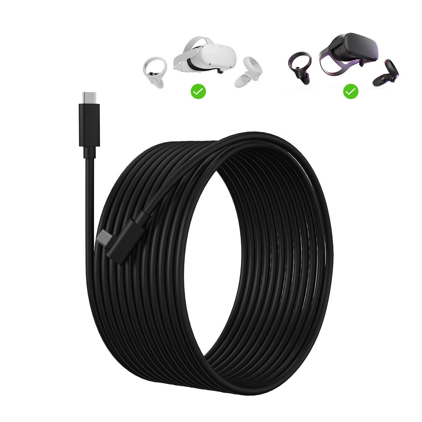 16FT Link Cable For Oculus Quest 2 Type-C 3.2 Right Angle To USB C Charging Cord