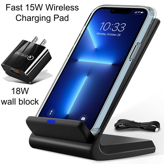 Fast Qi Wireless Charging Stand Dock Charger For Apple iPhone & Samsung Galaxy