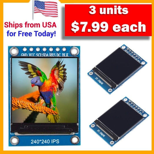 *3 units!*- 1.3 inch TFT IPS LCD Display Module 240x240 SPI for Arduino & RaspPI