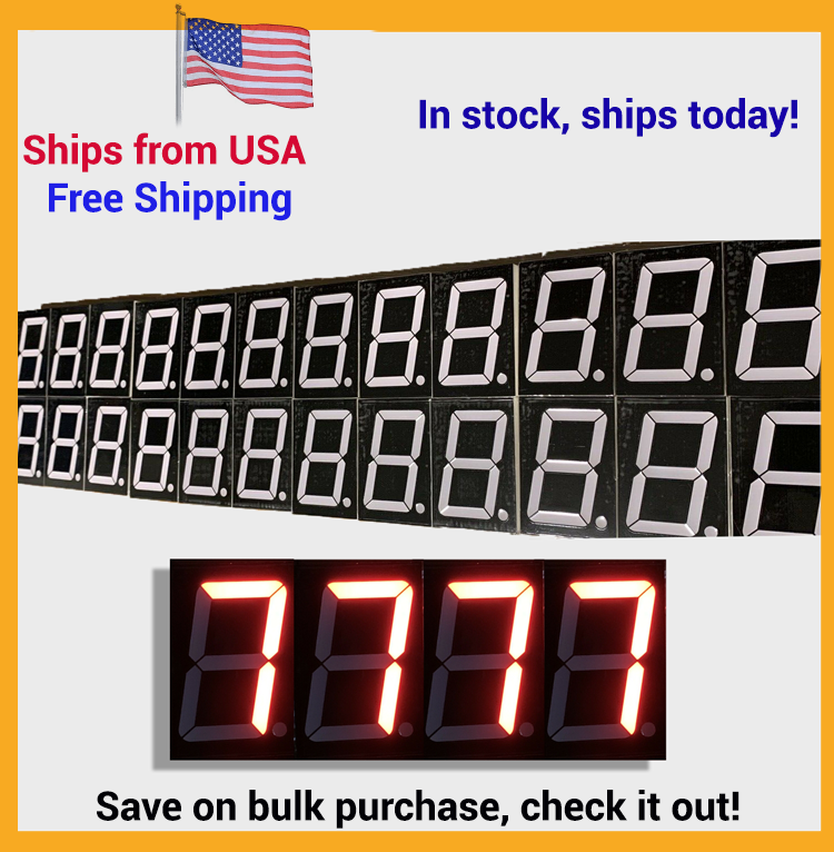 Two Units of Large Seven Segment Display, Red 2.3” Digit - Common Anod ...