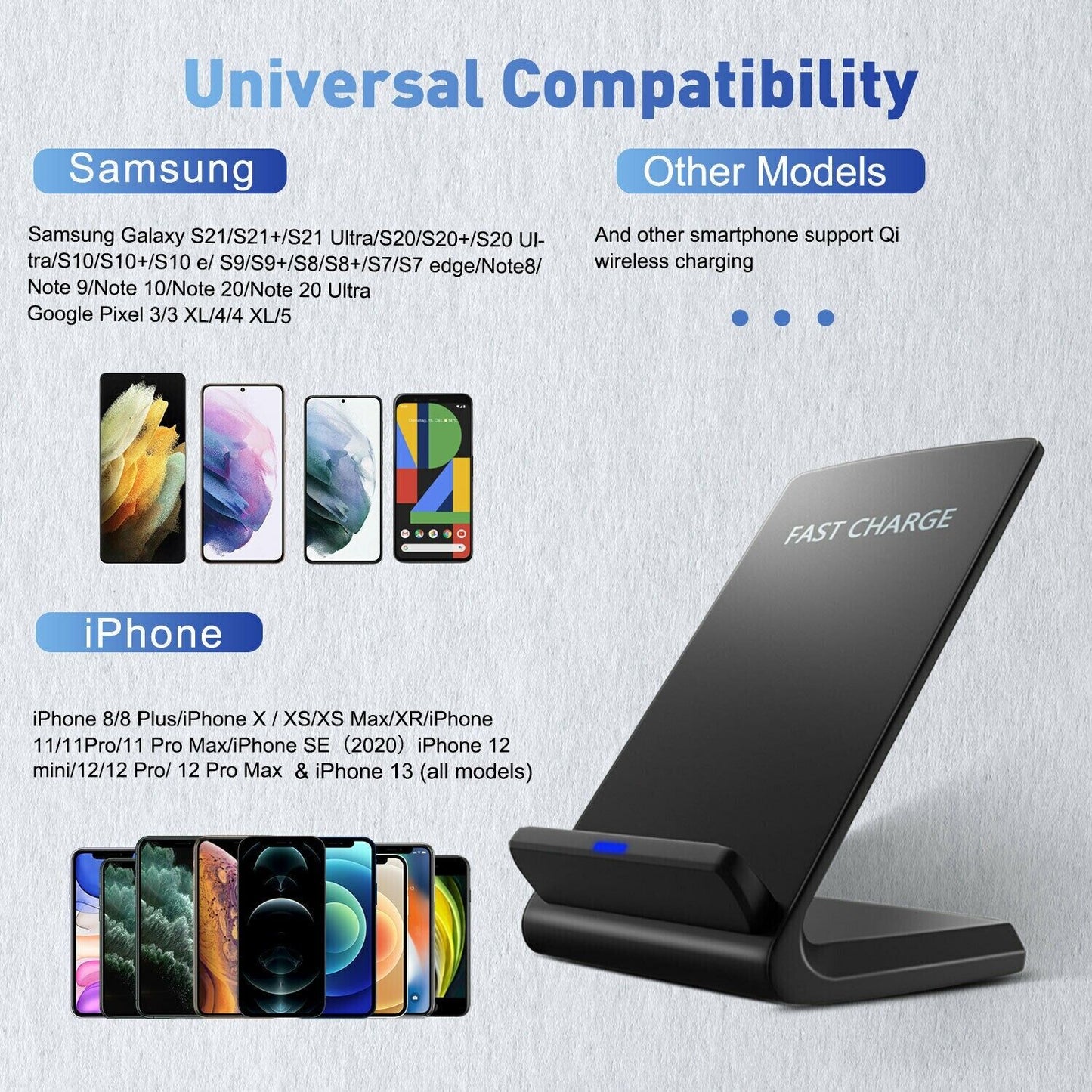 Fast Qi Wireless Charging Stand Dock Charger For Apple iPhone & Samsung Galaxy