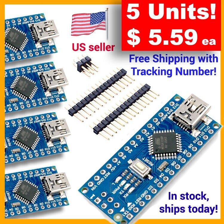 **5 units!** ATMEGA 328P CH340 V3.0 Board - Compatible with Arduino Na