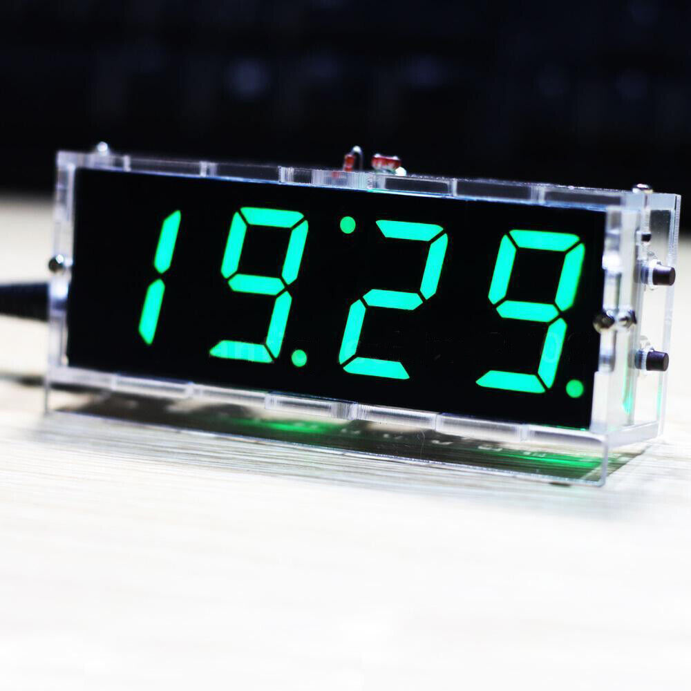 4-LED Digital Electronic Clock DIY Time Date Temperature Speaker Light Control