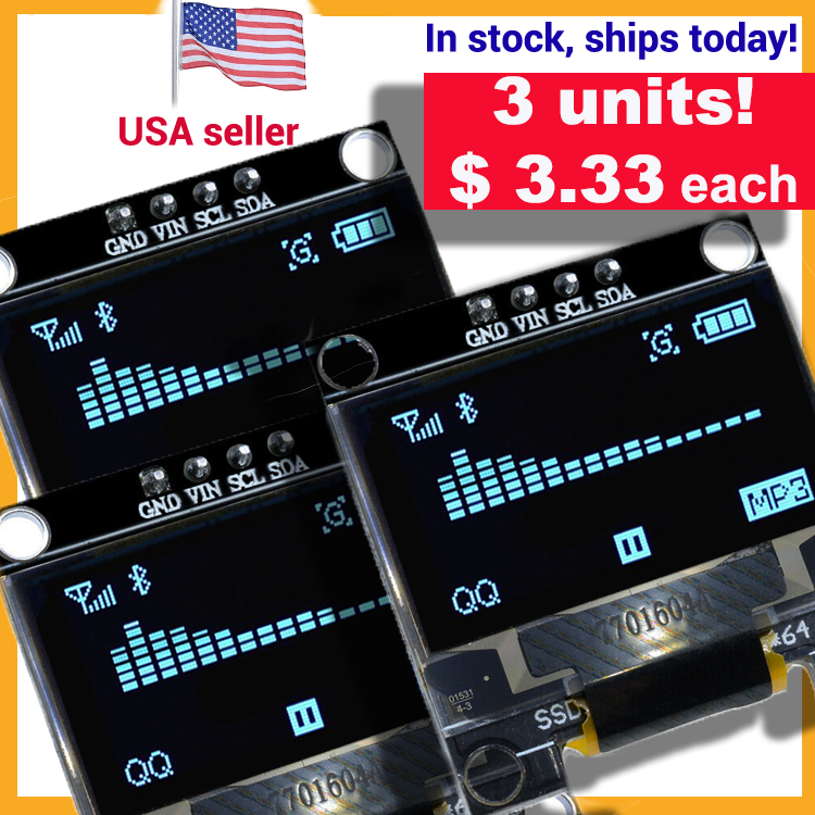 3 UNITS! OLED Display 0.96 Inch OLED Display 128X64 Module for Arduino