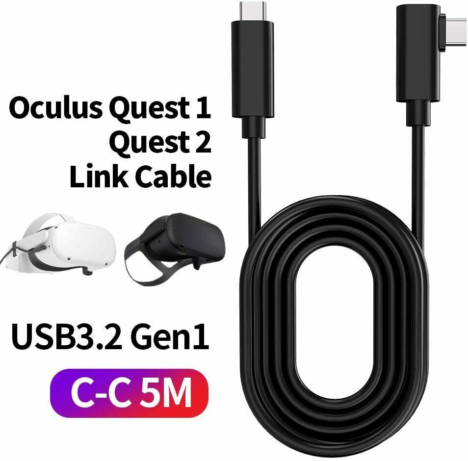 16ft Link Cable For Oculus Quest 2/Quest Type-C-C Right Angle Fast Charger Cord