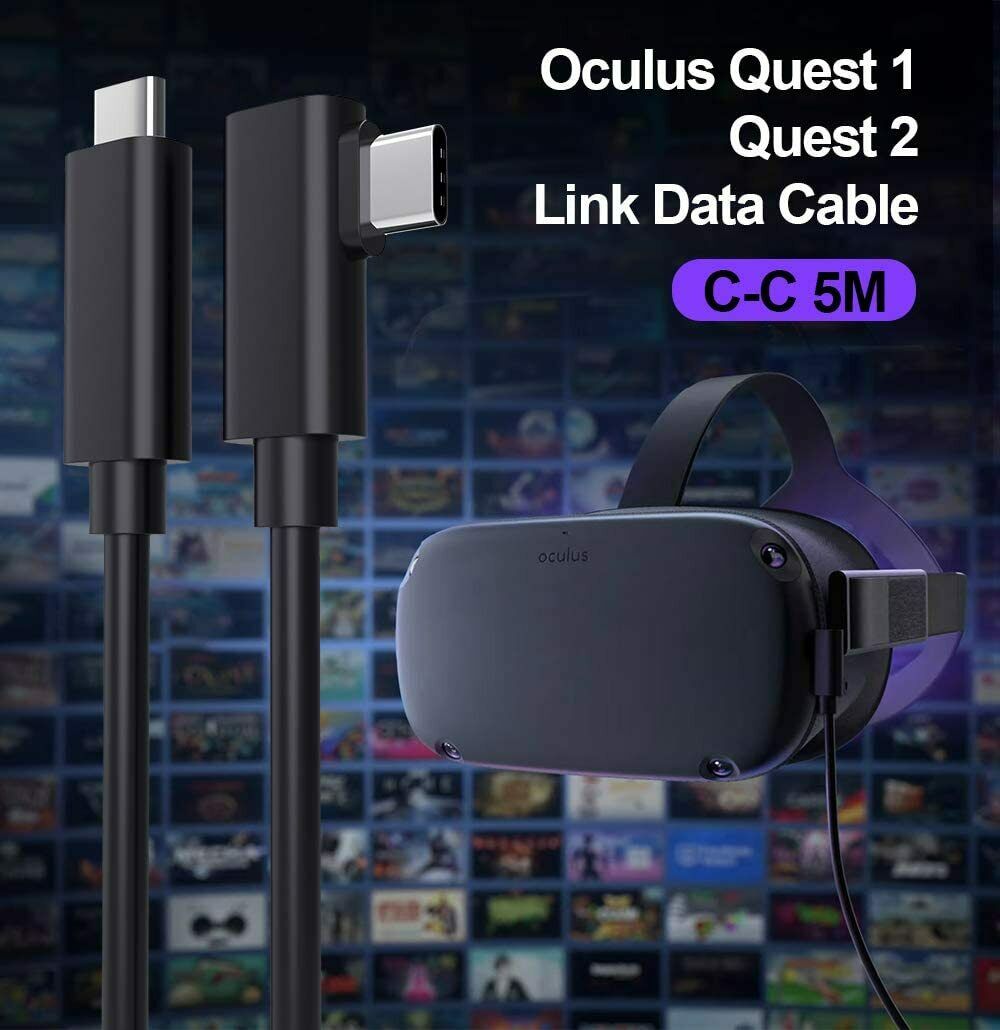 16ft Link Cable For Oculus Quest 2/Quest Type-C-C Right Angle Fast Cha –  BoardsAndSensors